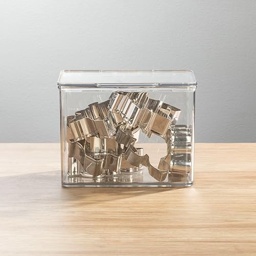 Miniatura 3 de mDesign Caja organizadora de plástico para despensa y nevera de cocina con tapa con bisagras para estantes o gabinetes, sostiene alimentos,