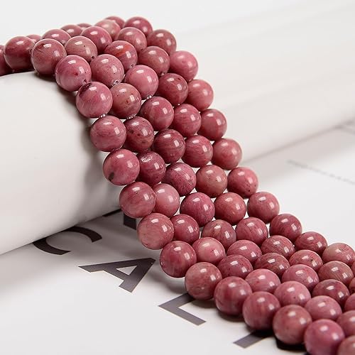75 cuentas de piedras preciosas auténticas redondas de rodonita petrificada rosa natural de 0.394 pulgadas para hacer joyas disponible en Yaxa El Salvador