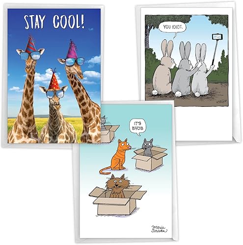 Miniatura 7 de NobleWorks Paquete de 3 divertidas tarjetas de felicitación de cumpleaños con sobres (1 diseño, 3 cada uno) comedero vacío para pájaros C2561BDG-C3x1