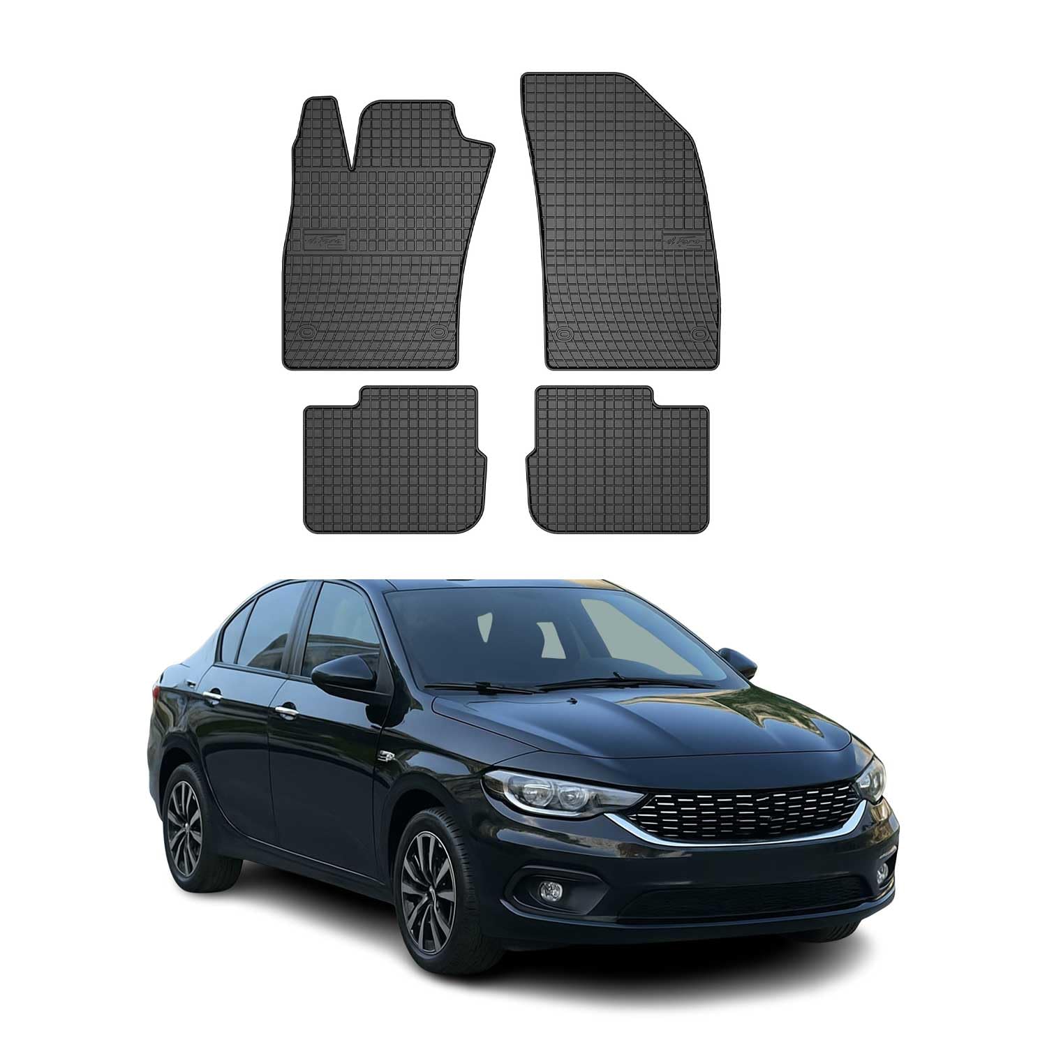 OMAC Fußmatten für FIAT Tipo Stufenheck 2015-2020 Gummi 4X Schwarz