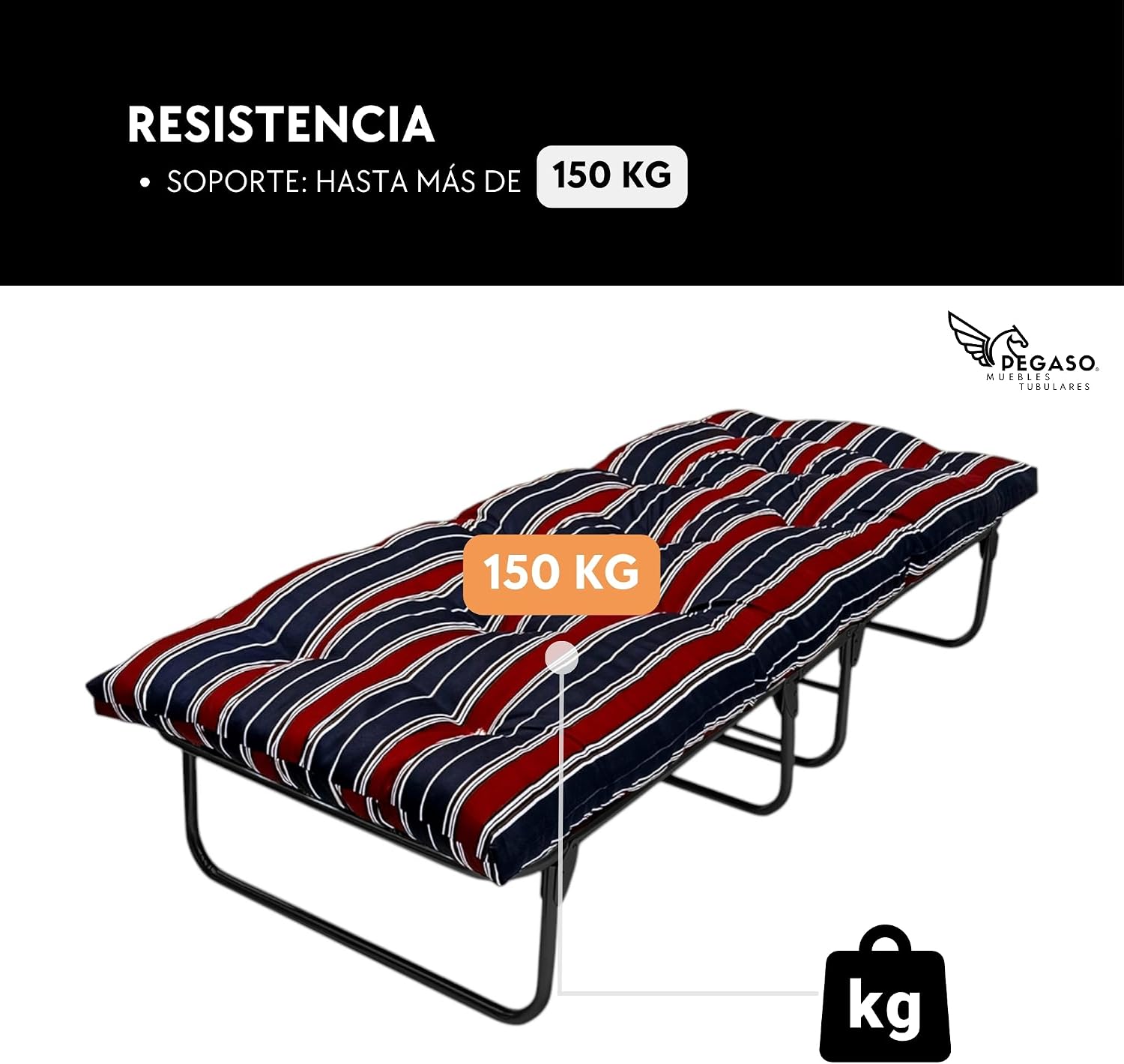 PEGASO Folding Cot with Erra Mattress