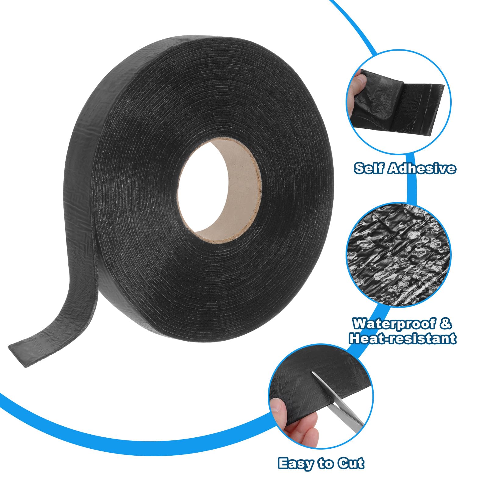 sourcing map 2 Rollos 33 Pies x 1.6" Cinta de Reparación Autoadhesiva para Grietas de Asfalto Alta Adhesión Relleno Sellador para Carreteras de Cemento Entrada de Vehículos