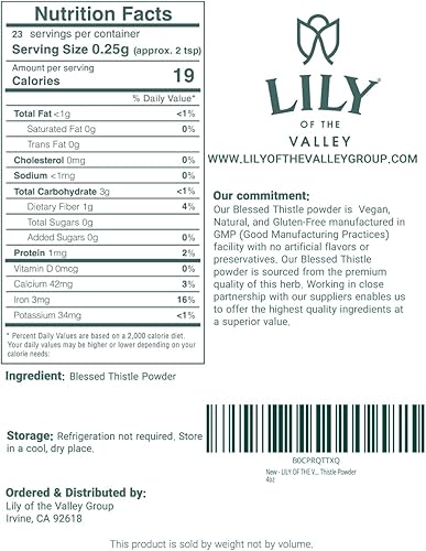 Miniatura 7 de LILY OF THE VALLEY Polvo de extracto de cardo bendito, ideal para batidos y jugos, té de cardo mariano, rico en silimarina y antioxidantes, vegano y