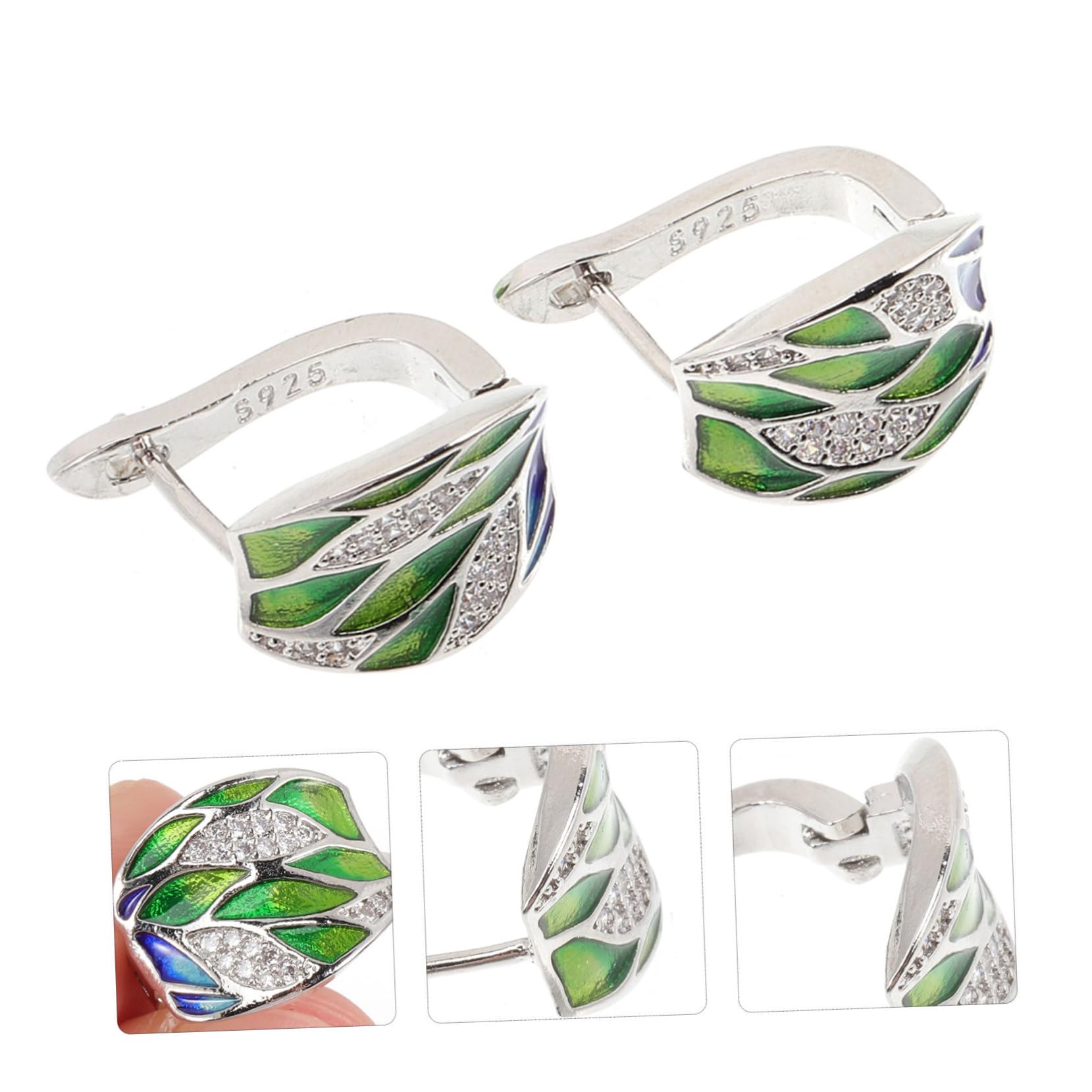 SOIMISS 3paia Orecchini Perno Smalto Forma Di Foglia Creativo Di Gioielli Per Ragazze e Giovani Donne Leggeri e Ipoallergenici Perfetti Per Cerimonie e Occasioni Speciali