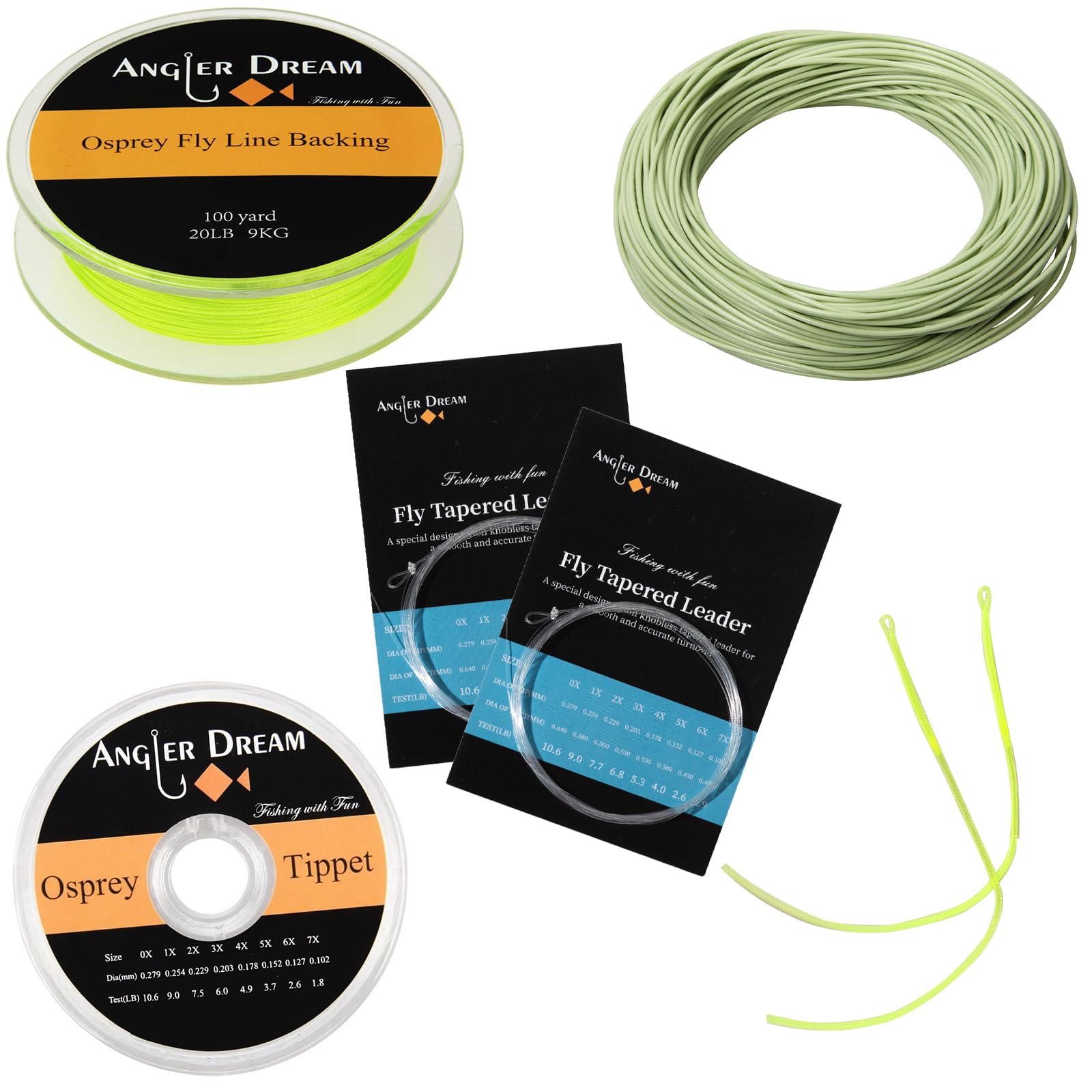 AnglerDream WF Fly Fishing Line Kit 1 2 3 4 5 6 7 8 9WT Fly Fishing Line Leader Braided Backing Fish Line