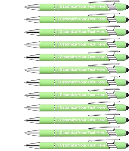 Kingluu 12 bolígrafos personalizados con lápiz capacitivo, escritura suave, bolígrafos personalizados de tinta negra con tu nombre, logotipo,