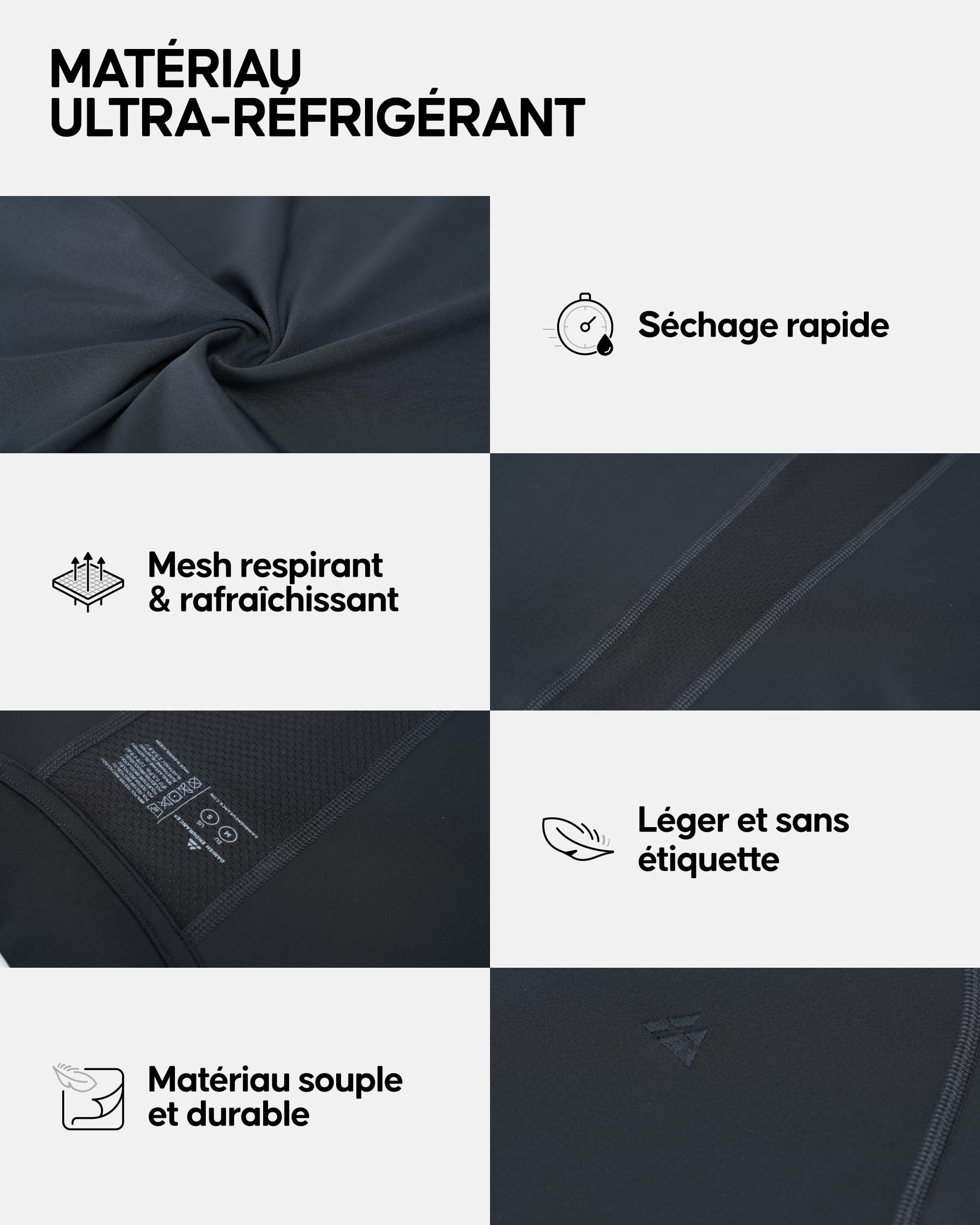 DANISH ENDURANCE T-Shirt de Compression, Séchage Rapide pour Hommes, Maille Respirante, pour la Course & l'Entraînement, Lot de 2