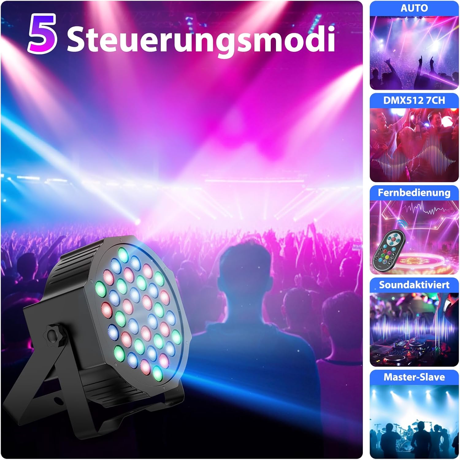 Távirányító és DMX csatlakozás