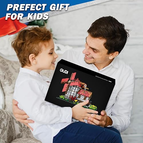 Miniatura 6 de Ideas - Juego de construcción de casa de molino de viento holandés medieval para adultos (2296 unidades), juegos de casas de árbol de flores, juego