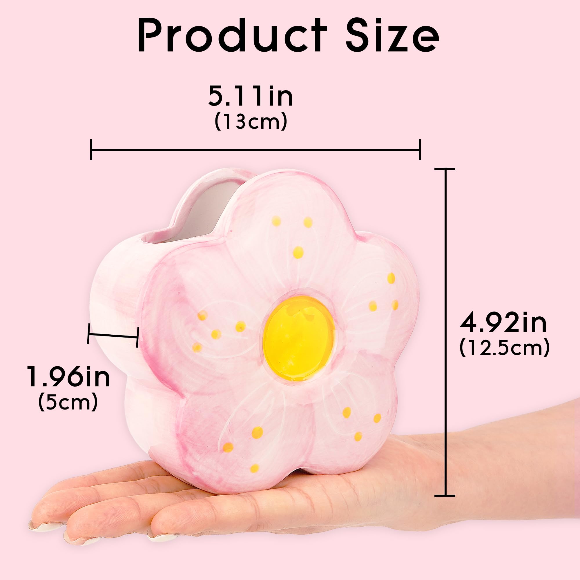 Soporte de cerámica para bolígrafos y pinceles, organizador de escritorio con margaritas para brochas de maquillaje, bolígrafos, suministros de arte, taza organizadora de cerámica para