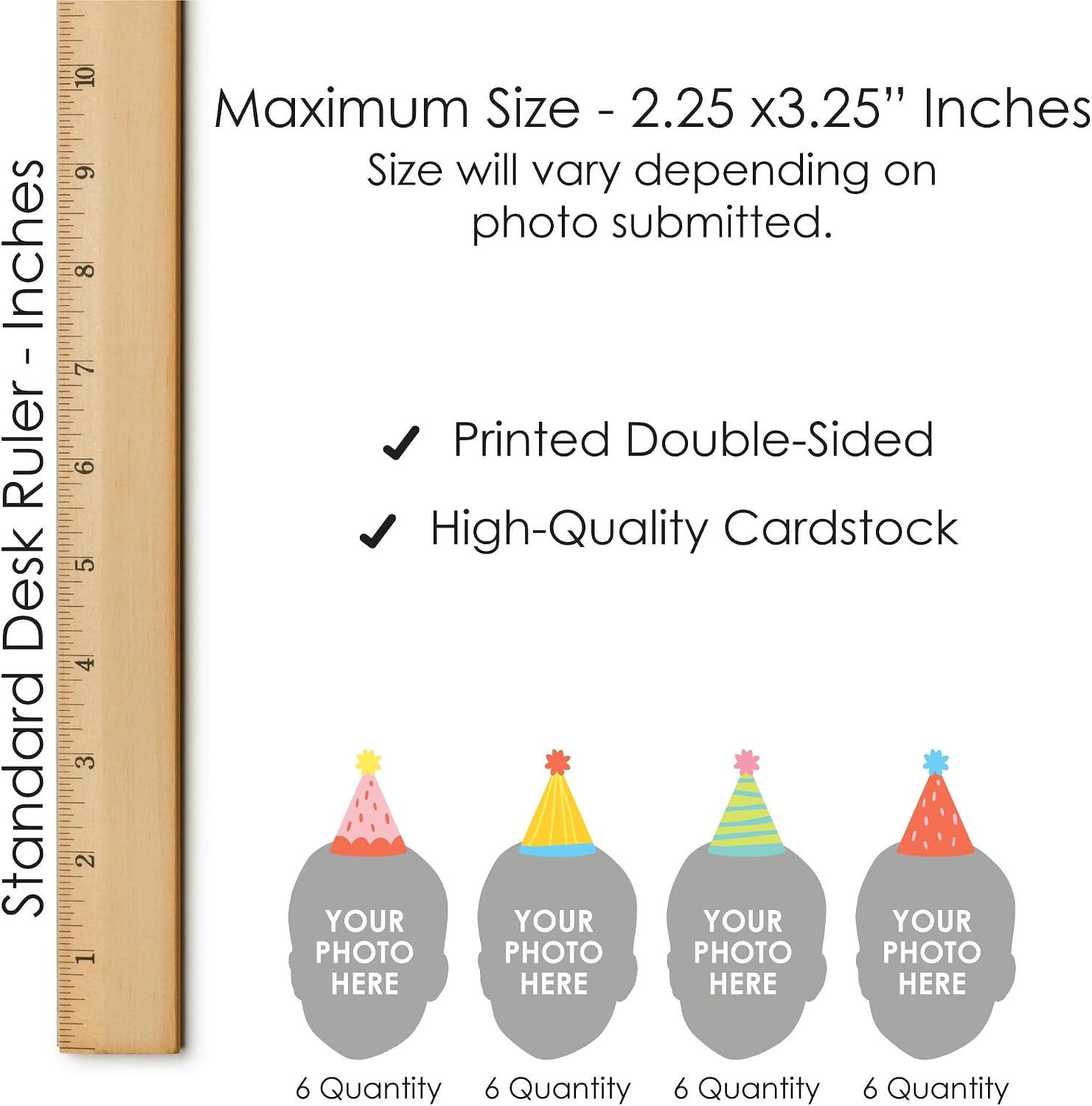 Big Dot of Happiness Custom Photo Party Time - Happy Birthday Party Fun Face Paper Straw Decor - Set of 24