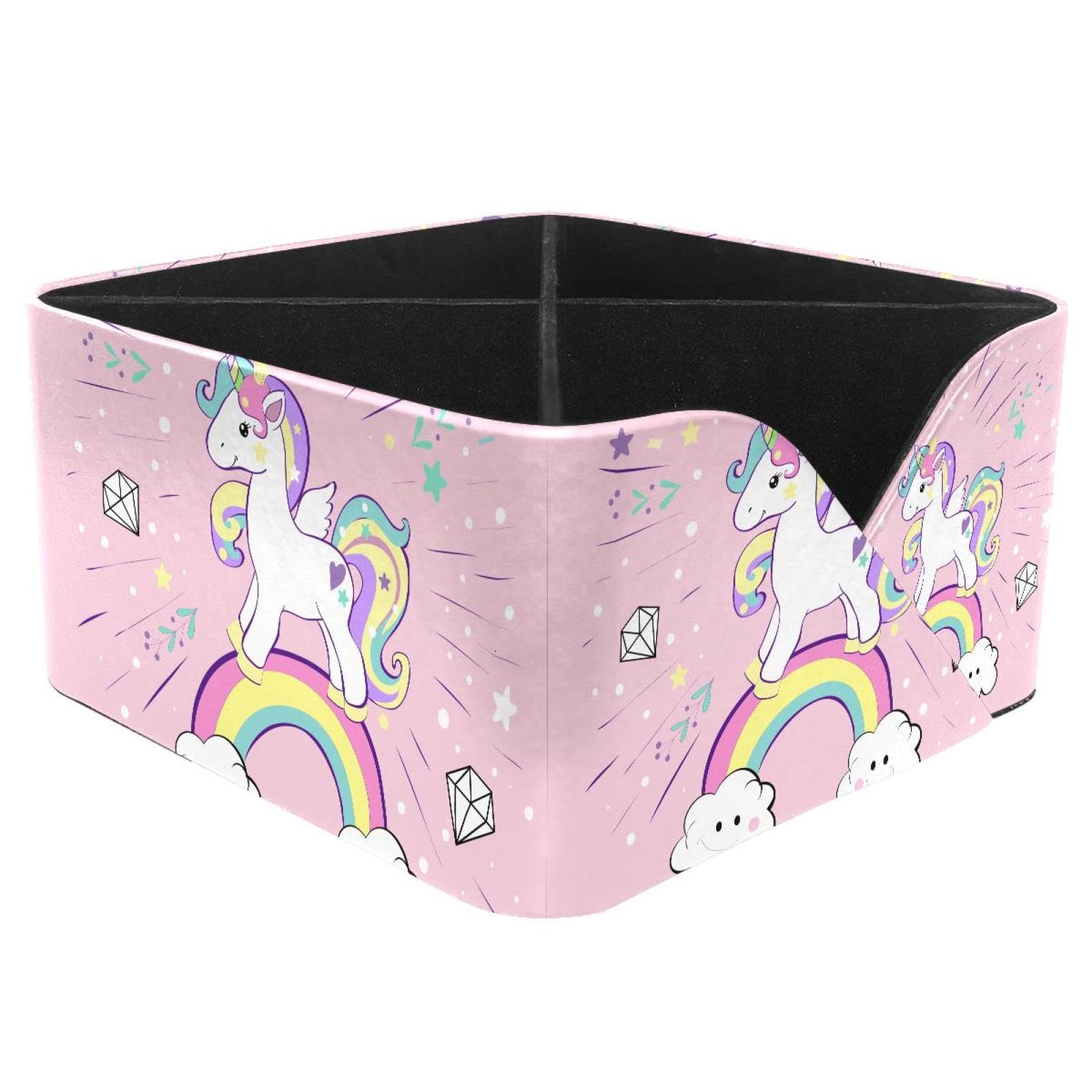 KengjuTesu Unicorn Pop Art on the Pink Background Desktop Organizer Pen Holder, Rectangular Pencil Cup for Office, Study and Makeup Stations