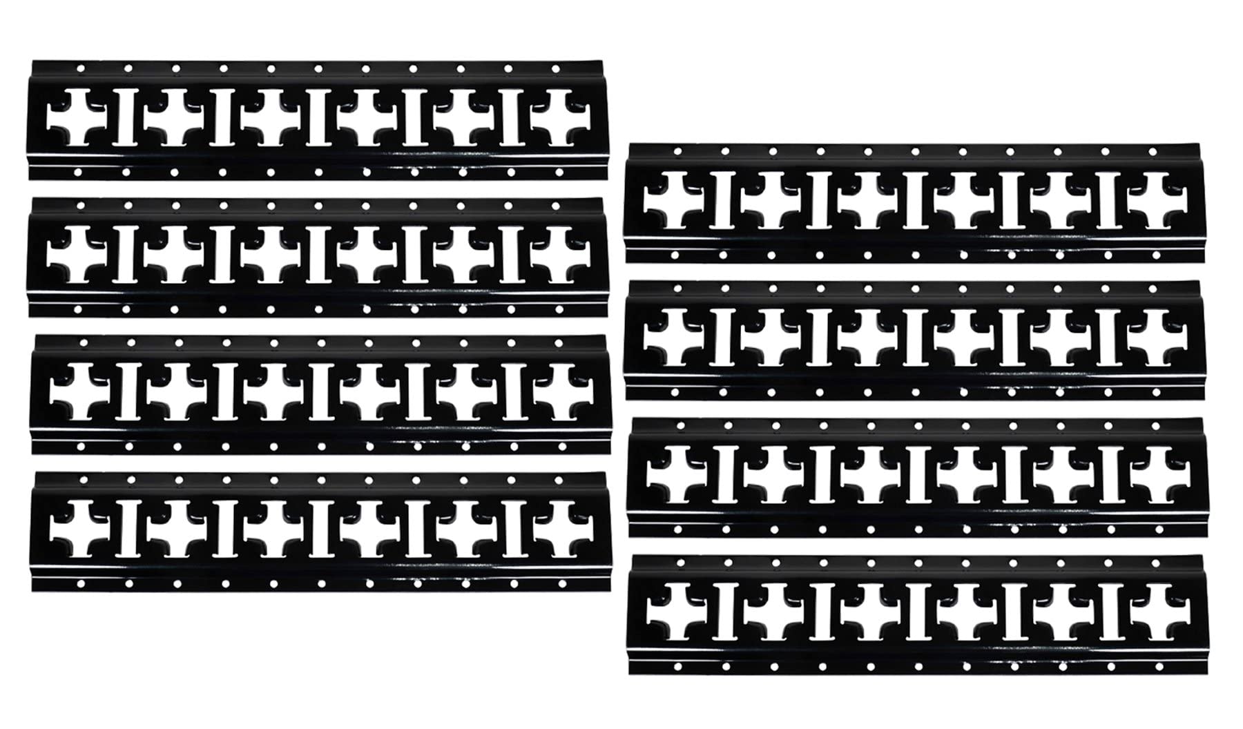 Mytee Products 8 Pack 2 ft X Track Tie Down Rail, ETrack Rail with Horizontal & Vertical Slots, Black Powder Coated Finish 12 Gauge Steel - Allows E-Track Straps in Horizontal or Vertical Alignment