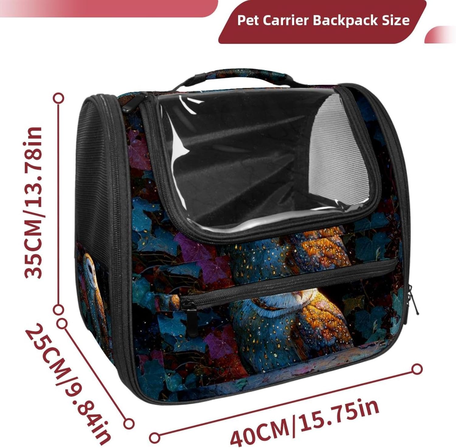 Twinkle Owl Pet Carrier Airline Approved Soft Sided Portable Cozy Travel Pet Bag, Car Seat Safe Carrier for Cats and Dogs