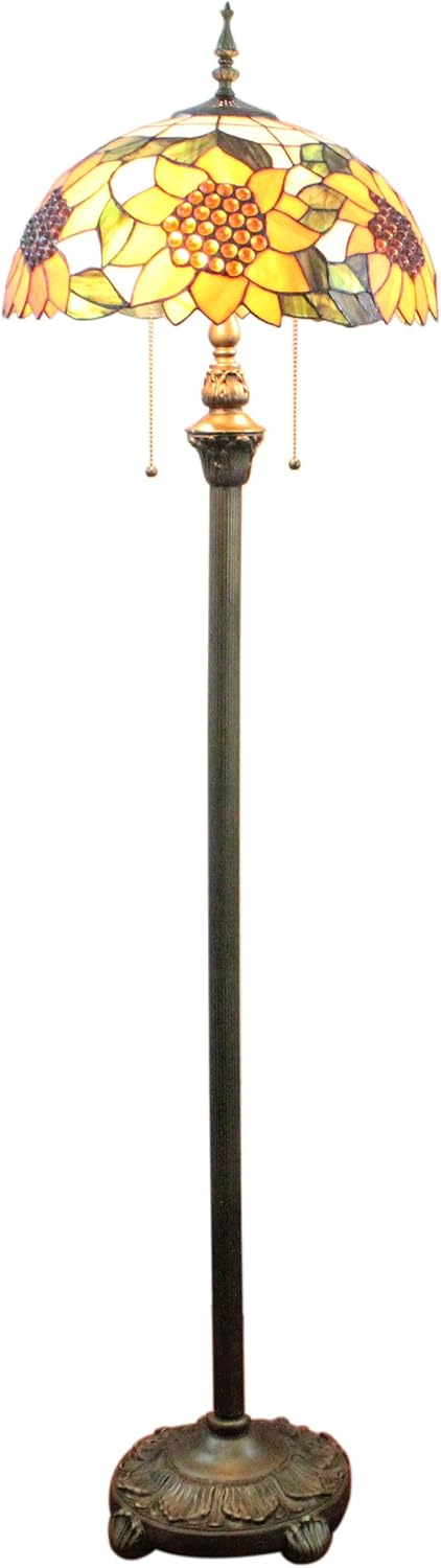 16-Inch Sunflower Bead European Pastoral Style Elegant Luxury Creative Handmade Stained Glass Floor Lamp Sold only in"Collection Outlets"