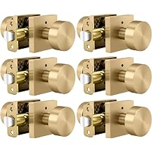 Goldenwarm Champagne Bronze Door Knobs Interior Zinc Alloy, Privacy 6 Pack