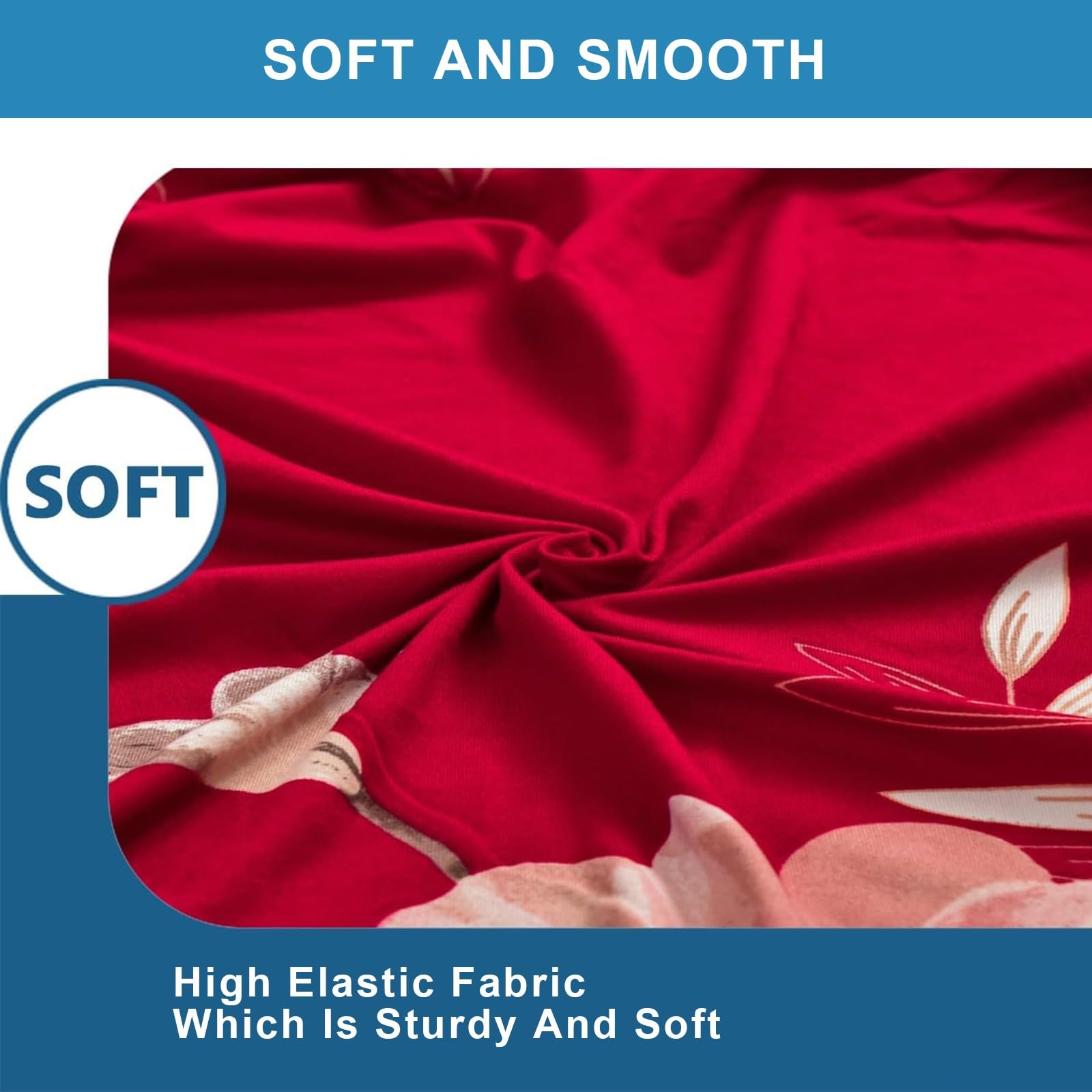 Ohrensessel Bezug Set 2-teilig,Stretch Sesselüberzug mit Ottomane Bezug im Hahnentrittmuster,elastischer Spandex Sesselbezug mit Hockerbezug,waschbarer Möbelschutz für Wohnzimmer Rot Einheitsgröße