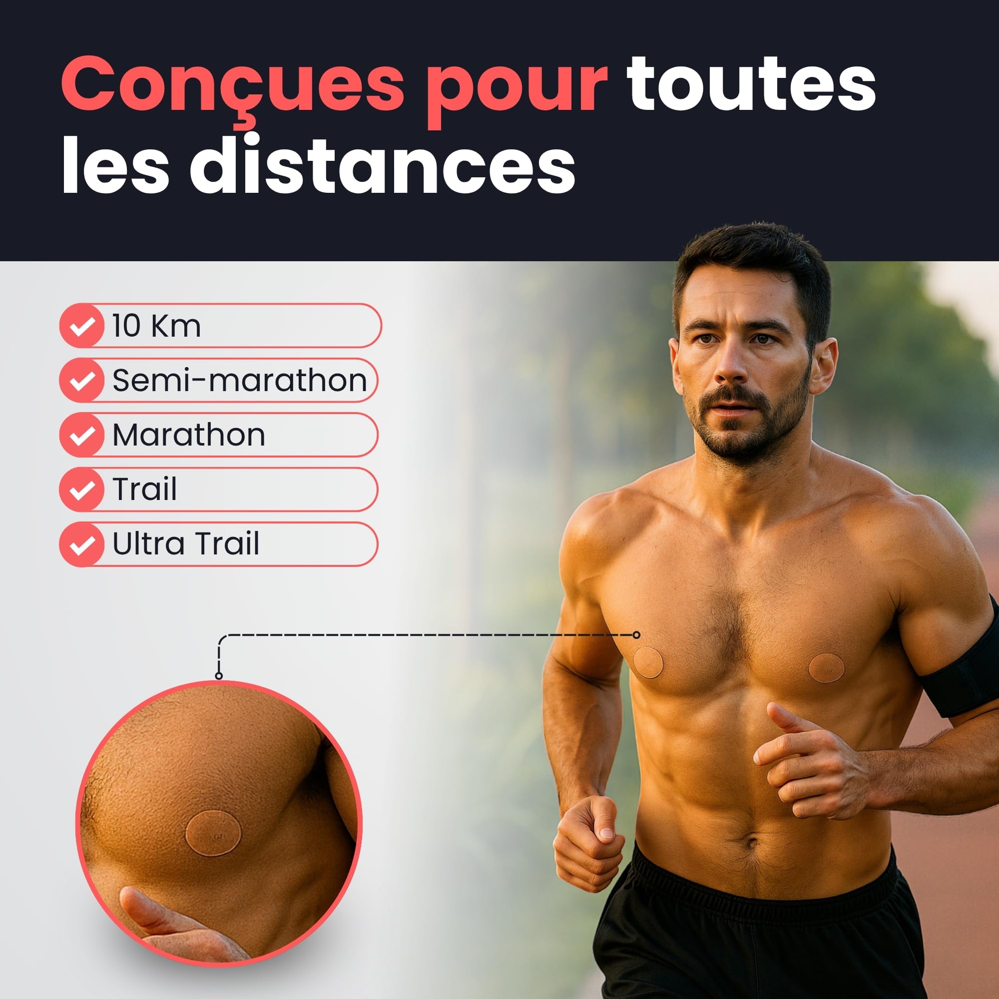 Protège Mamelon Running Homme 35mm Jetable Adhésif Résistant Cœur Doux