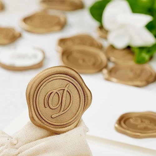 Miniatura 9 de Calcomanías adhesivas de cera con letra inicial del alfabeto, color dorado, paquete de 25 calcomanías para sello de cera de letras, sellos de sobre,