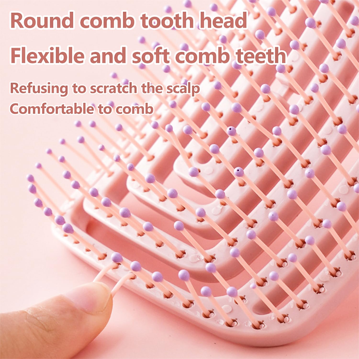 Detangling Hair Brush for Women & Men, Detangle Hairbrush with Soft Pin Bristles for Curly Straight, Long Hair - Image 4