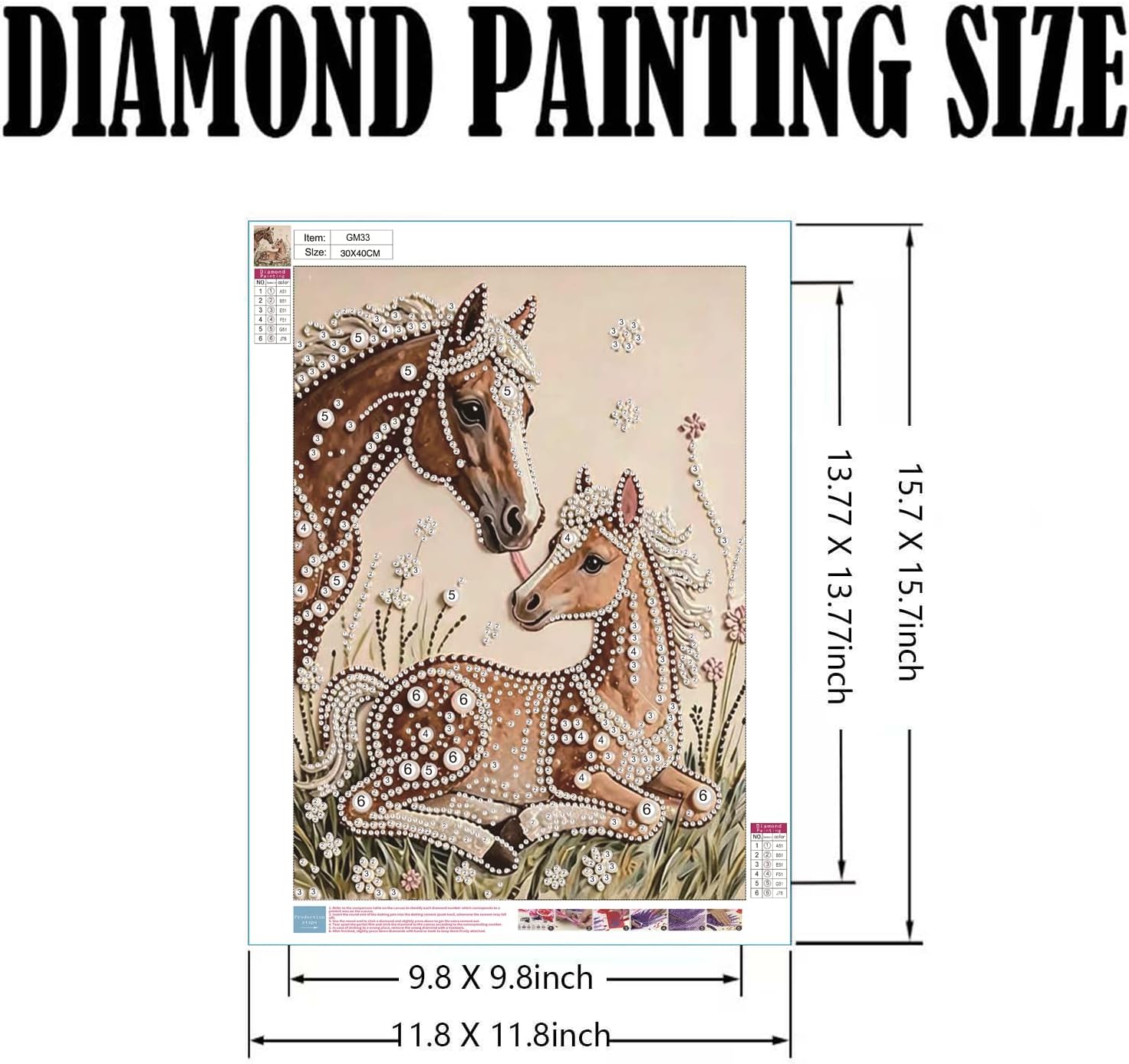 Horse Pearl Diamond Art Kits for Adults Beginner,Gem Art Wall Decor 12x16In image 5