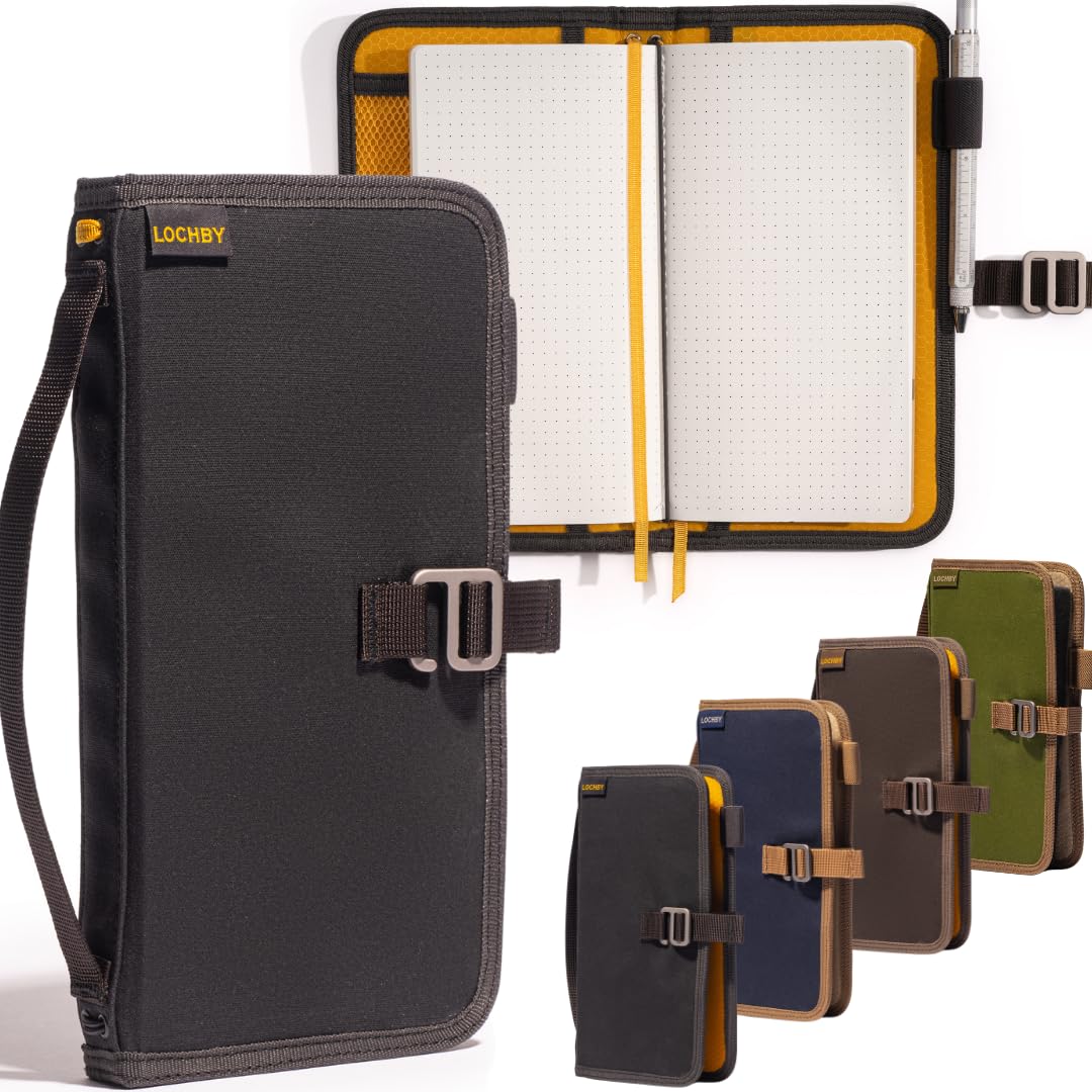 LOCHBY® Voyager Journal | Water Resistant Waxed Canvas | Pen Loop | Included Tomoe River Notebook | Perfect for Travel, Art, Bullet Journal