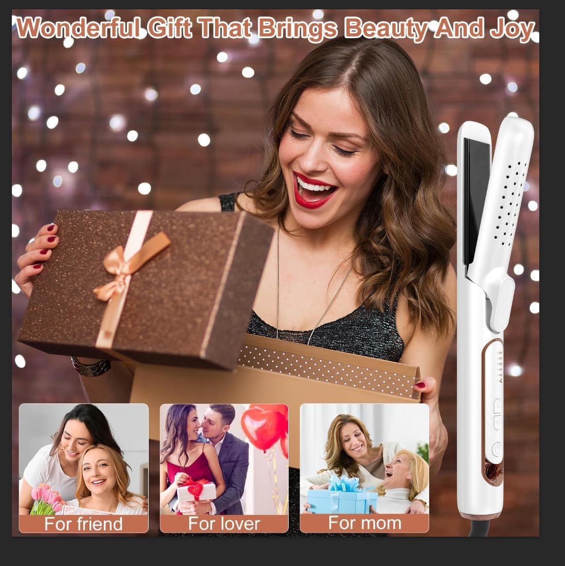 360° Airflow Styler 2-in-1 Professional Hair Straightener & Curler, Curling Wand & Flat Iron with Cooling Air Vents to Lock in Style, Dual Voltage, Adjustable Temp, Portable for Travel