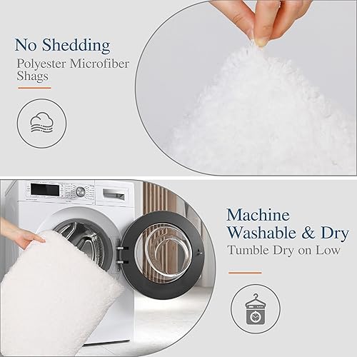 Miniatura 4 de Walensee - Tapete de baño antideslizante, absorbe el agua, de microfibra suave, peluda, lavable a máquina, para regadera, 24 x 36 pulgadas, marfil