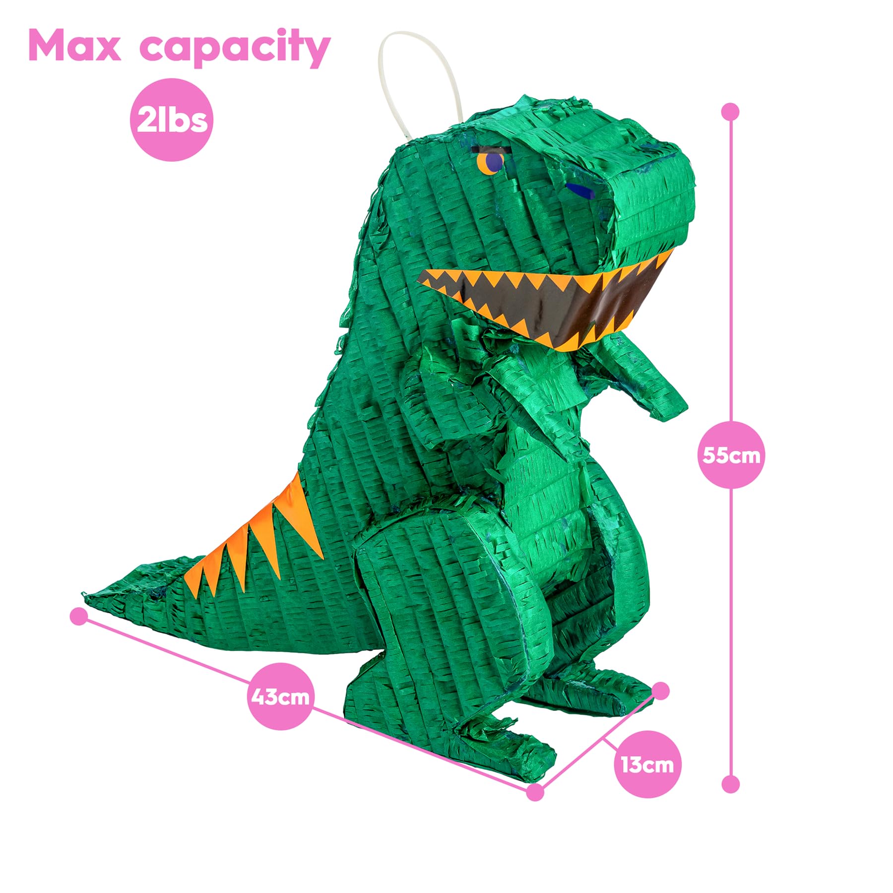 3pc Ensemble Pinata Dinosaure avec Bâton et Bandeau - Bâton Bleu - Mexicain Enfants Filles Garçons Fête d'Anniversaire Parties Jeus Décorations Trousse - Par Fax Potato