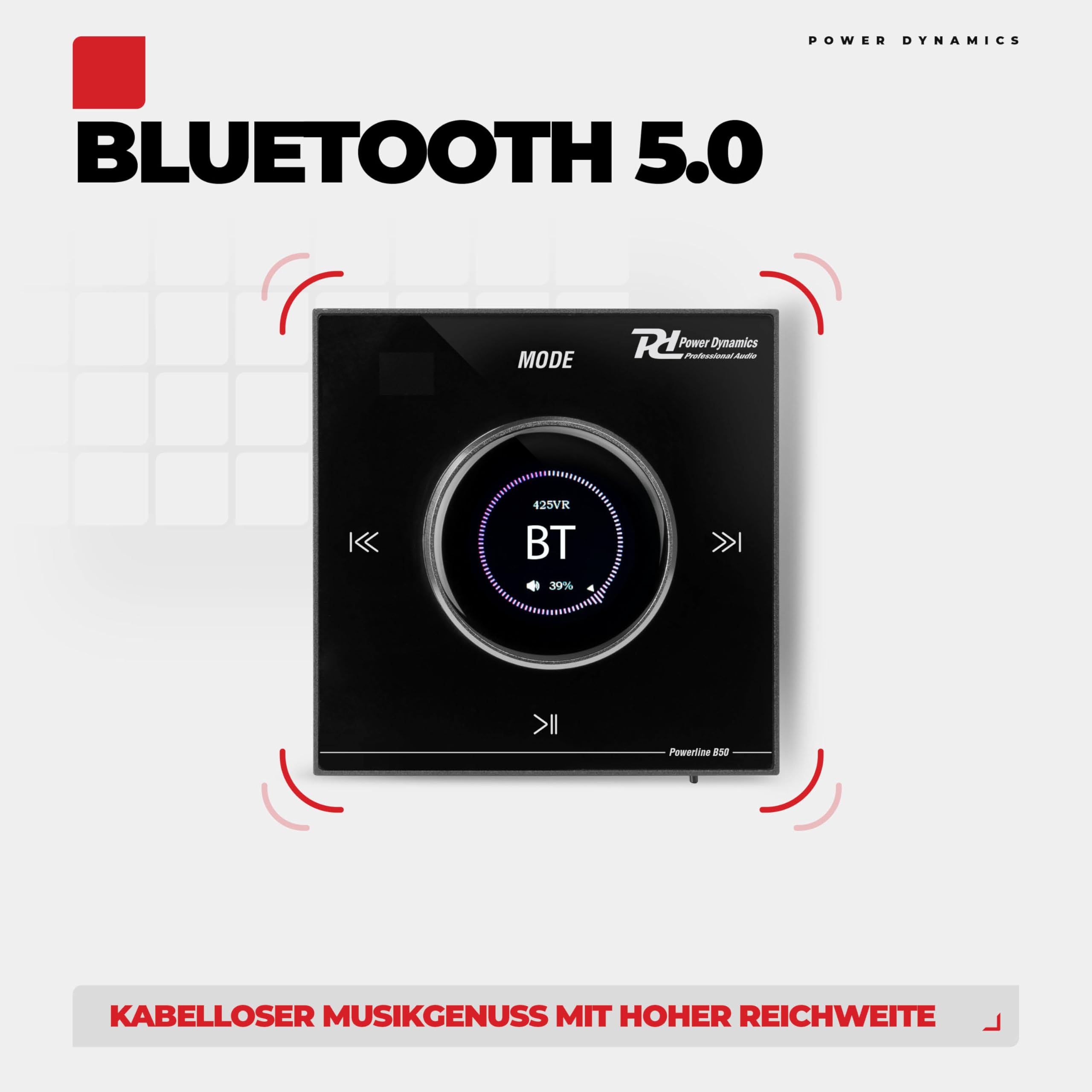 Power Dynamics B100B Bluetooth Deckenlautsprecher 4er Set - 4X Einbaulautsprecher 6,5" Schwarz – 100W Verstärker – Unterputzradio, 55mm Tief - Radio, USB & SD für Wohnzimmer, Büro, Gastro