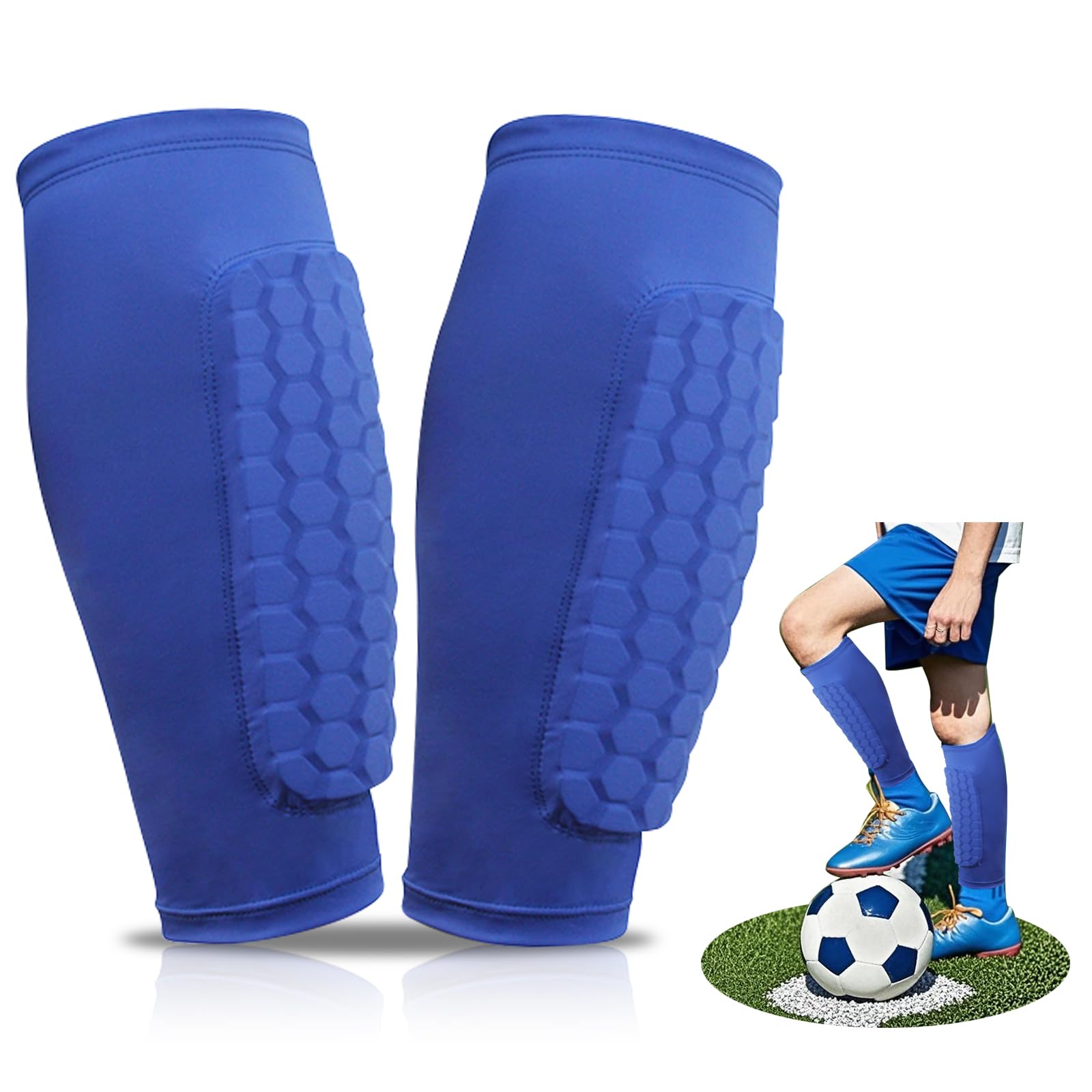 Parastinchi Calcio Bambino con Imbottitura a Nido d'Ape, Protezione Antiurto & Design Integrato, Traspirante & Fascia Antiscivolo, Parastinchi professionali antiurto