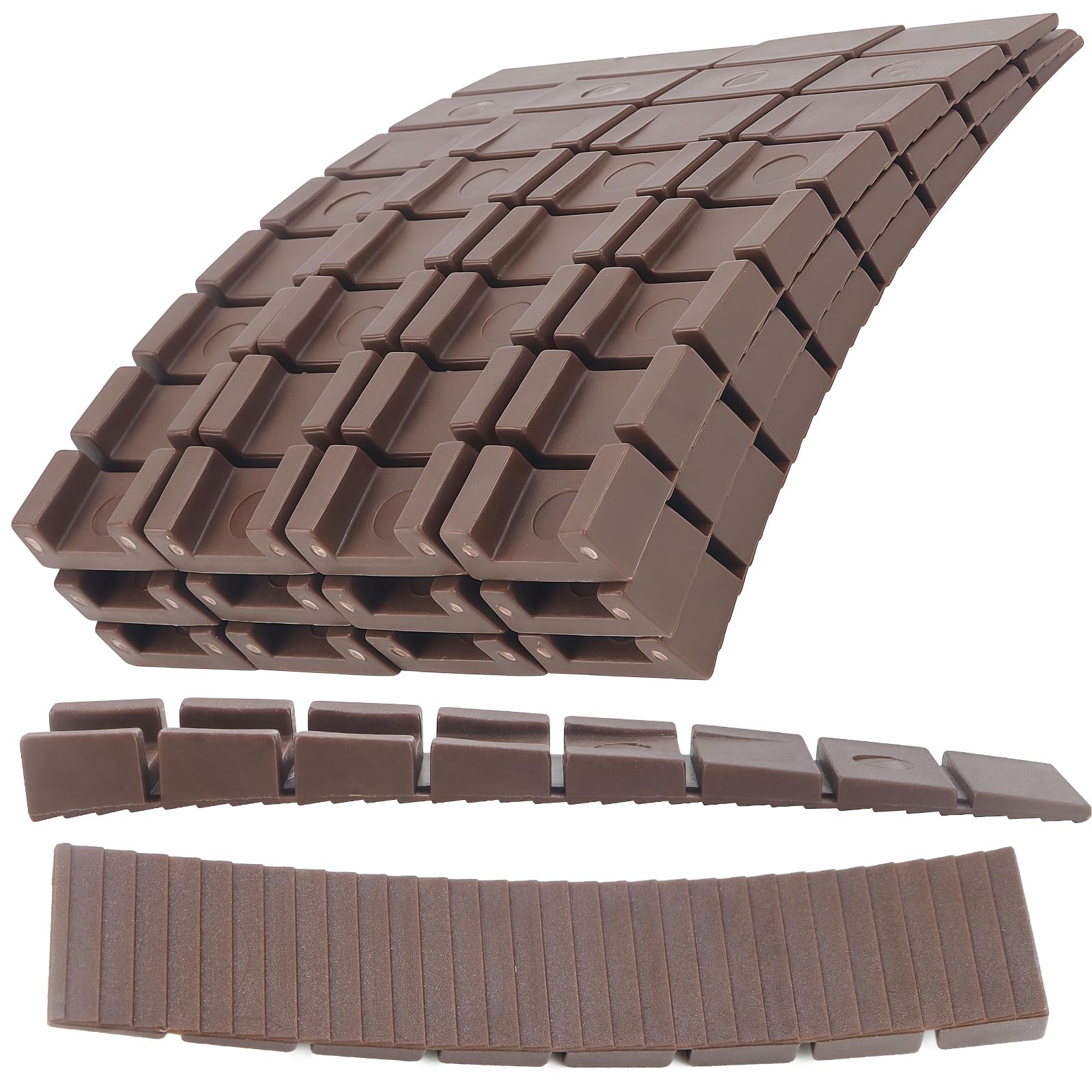 Qerutk 24 PCS Plastic Shims, Heavy Duty Plastic Wedges, Furniture Shims Leveling Wedges, for Leveling Table, Furniture, Doors, Windows, Sheds, Toilet (Brown)