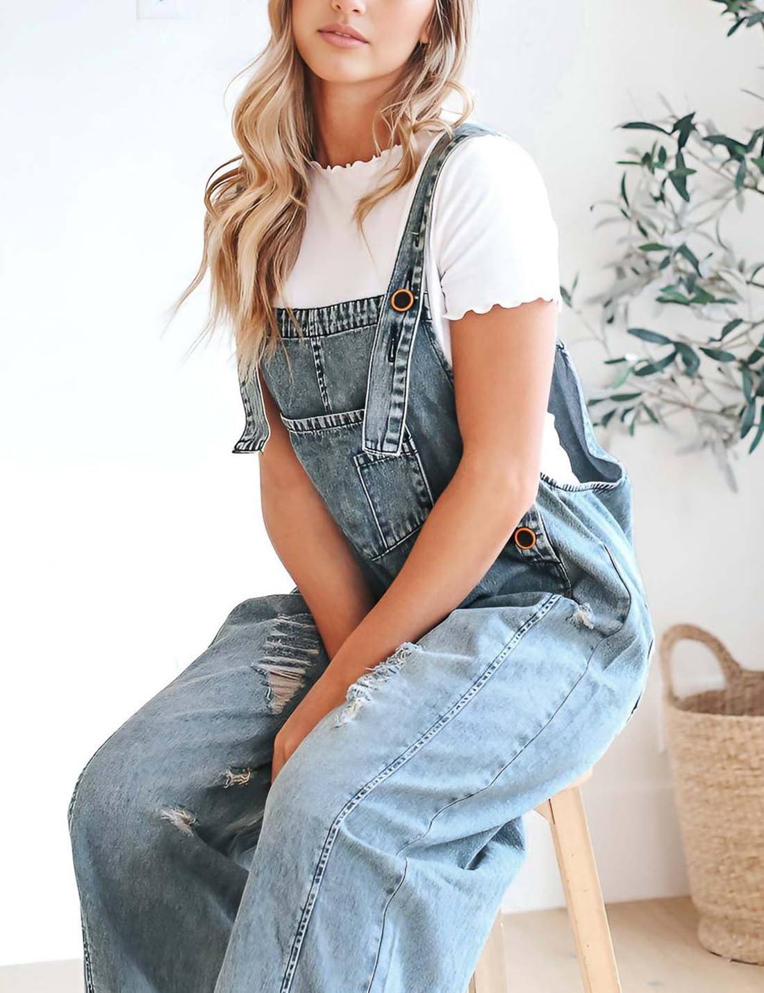 Damskie spodnie ogrodniczki w stylu vintage, denim, luźne, rozproszone, regulowane, baggy harem, kombinezon, spodnie