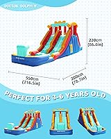 Vista 16 de Doctor Dolphin Castillo inflable de salto con túneles para niños pequeños de 3 a 8 años
