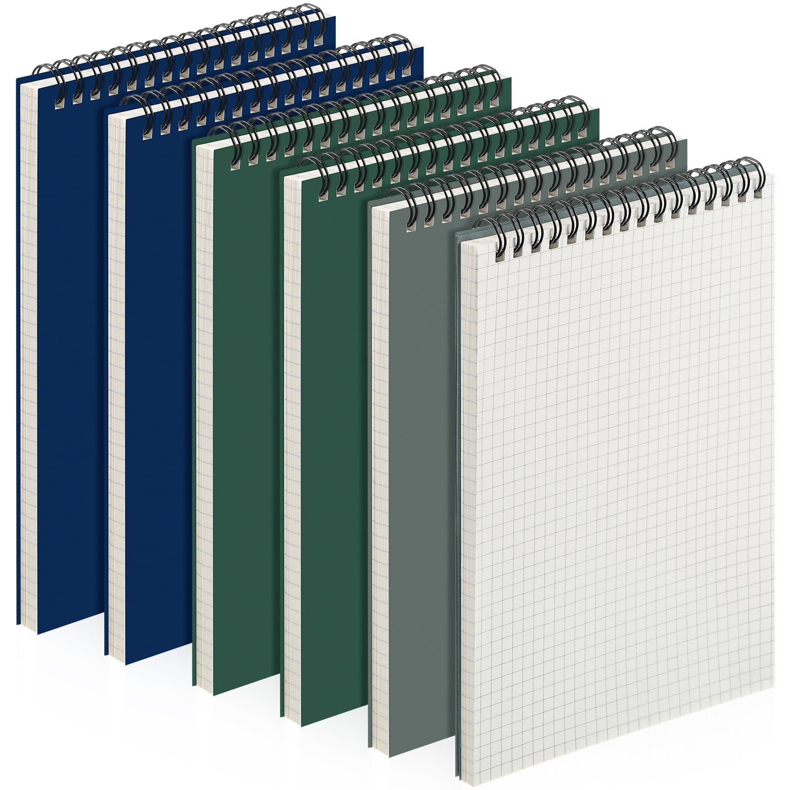 Engrowtic 6 Pack Cuaderno de Espiral con Papel Cuadriculado A5 Cuaderno con Espiral, Cuaderno de Cuadrícula, Cuaderno de Estenografía, Papel Cuadriculado para Memo, 140 Páginas para Escribir, Dibujar