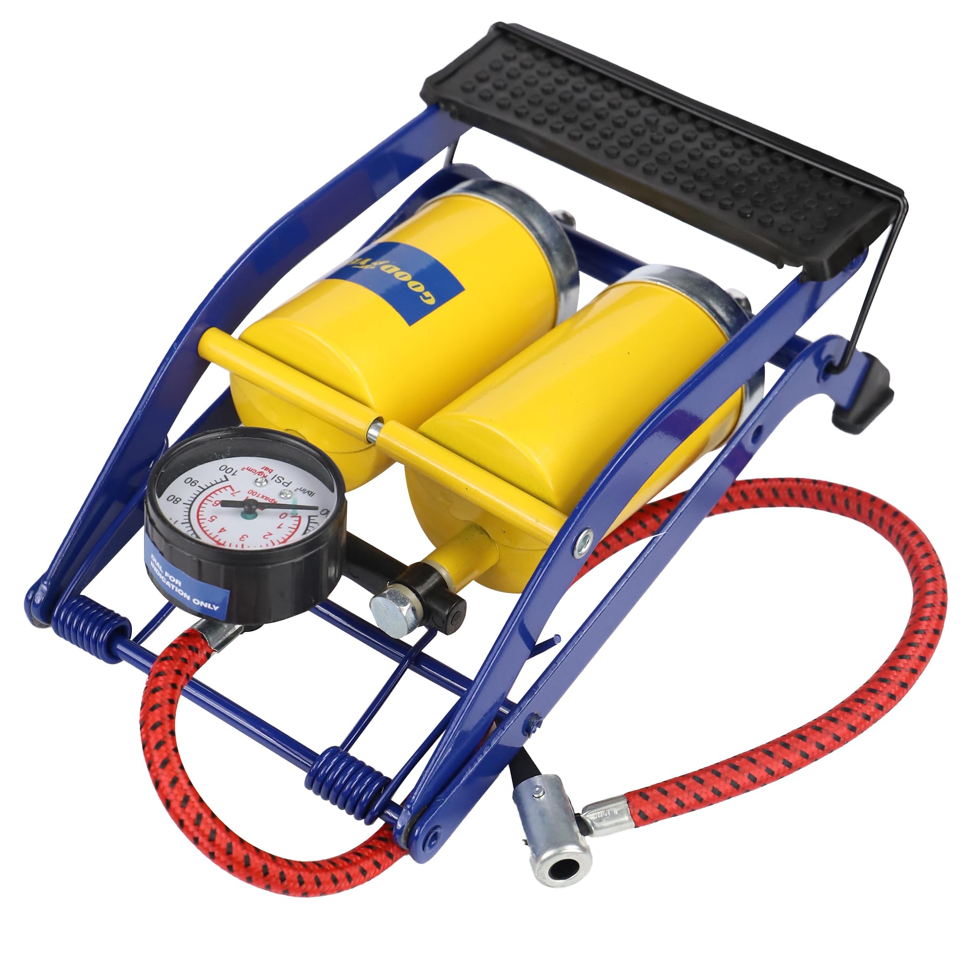 Goodyear Double Barrel Foot Pump Cylinder Air Inflator Car Bicycle Bike Tyre