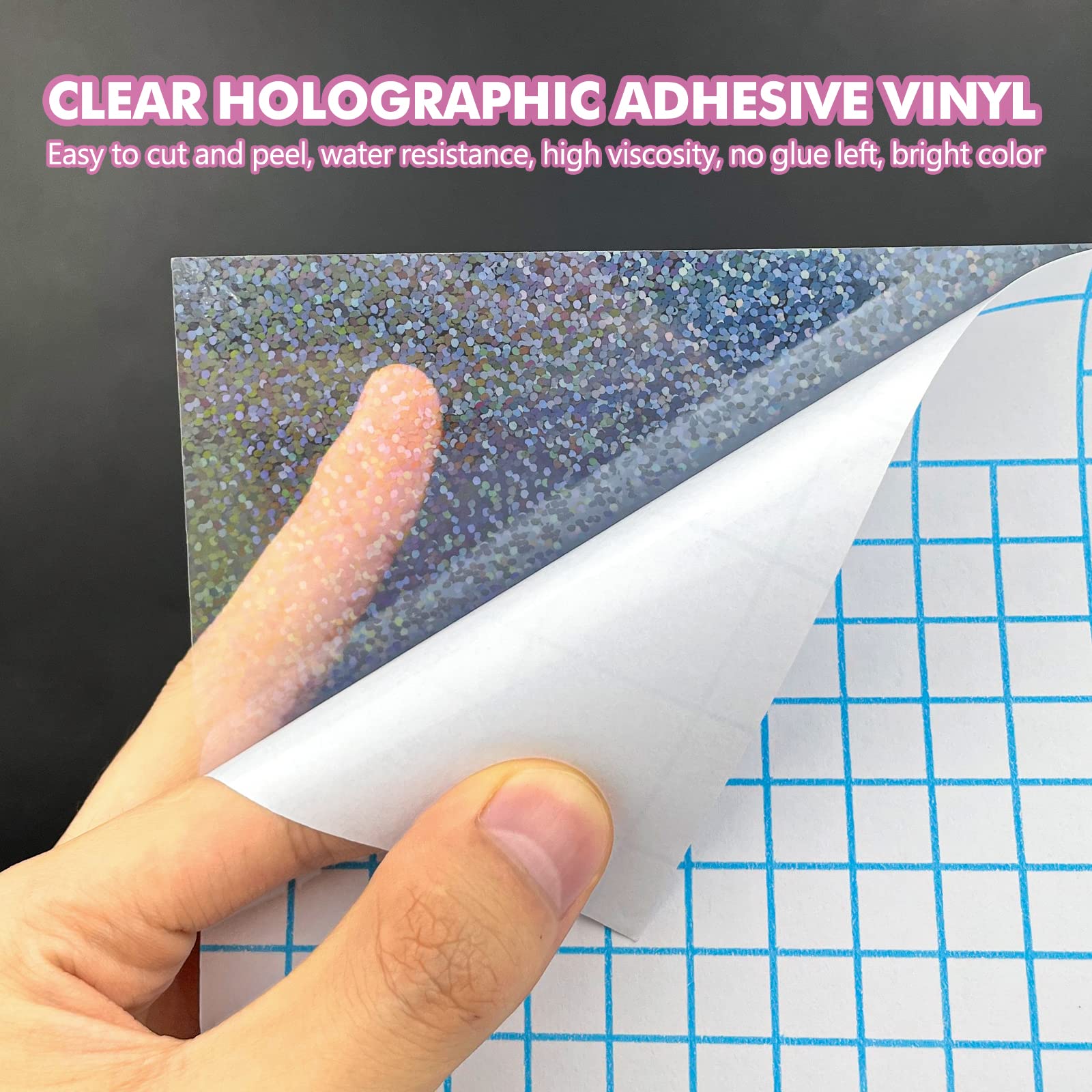 Carta Adesiva Olografica A4 - 36 Fogli Autoadesivi Glitterati Impermeabili Per Fai Da Te (4 Design) - Foto 5