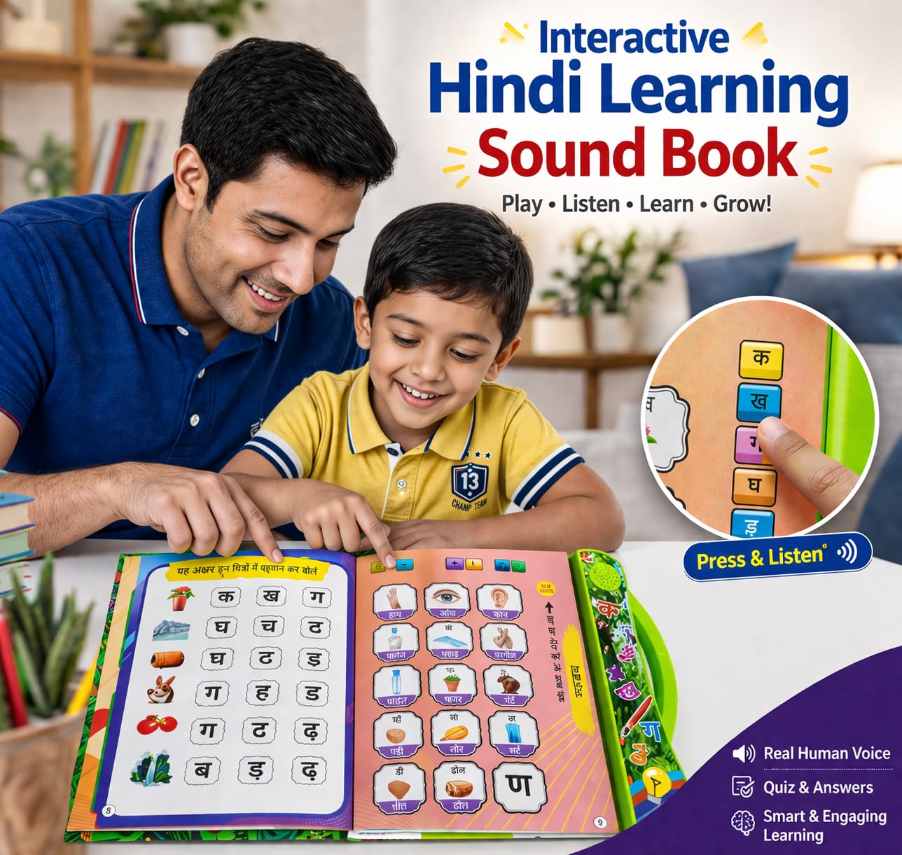 Braintastic Novelty Interactive Hindi Learning Sound Book with Pen | Talking Book for Kids | Early Learning Educational Toy (Age 2+ Years) (Ebook Hindi) 4