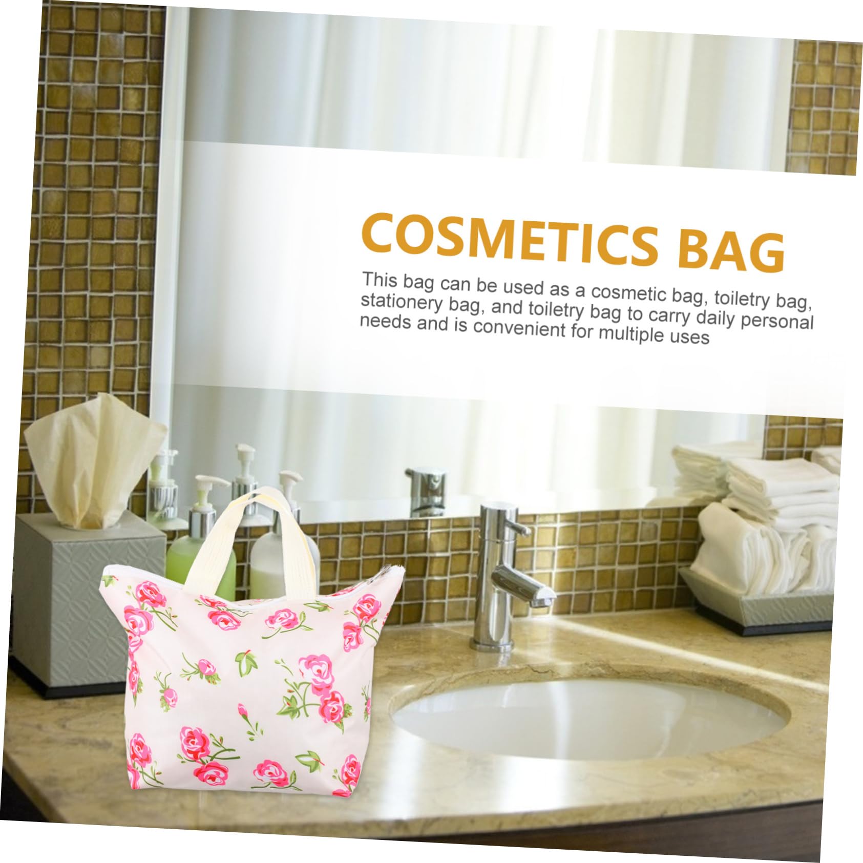 Beavorty 6piezas Bolsa De Maquillaje De Lona Floral Organizador De Cosméticos Portátil para Viajes y Uso Diario Estilo Aleatorio