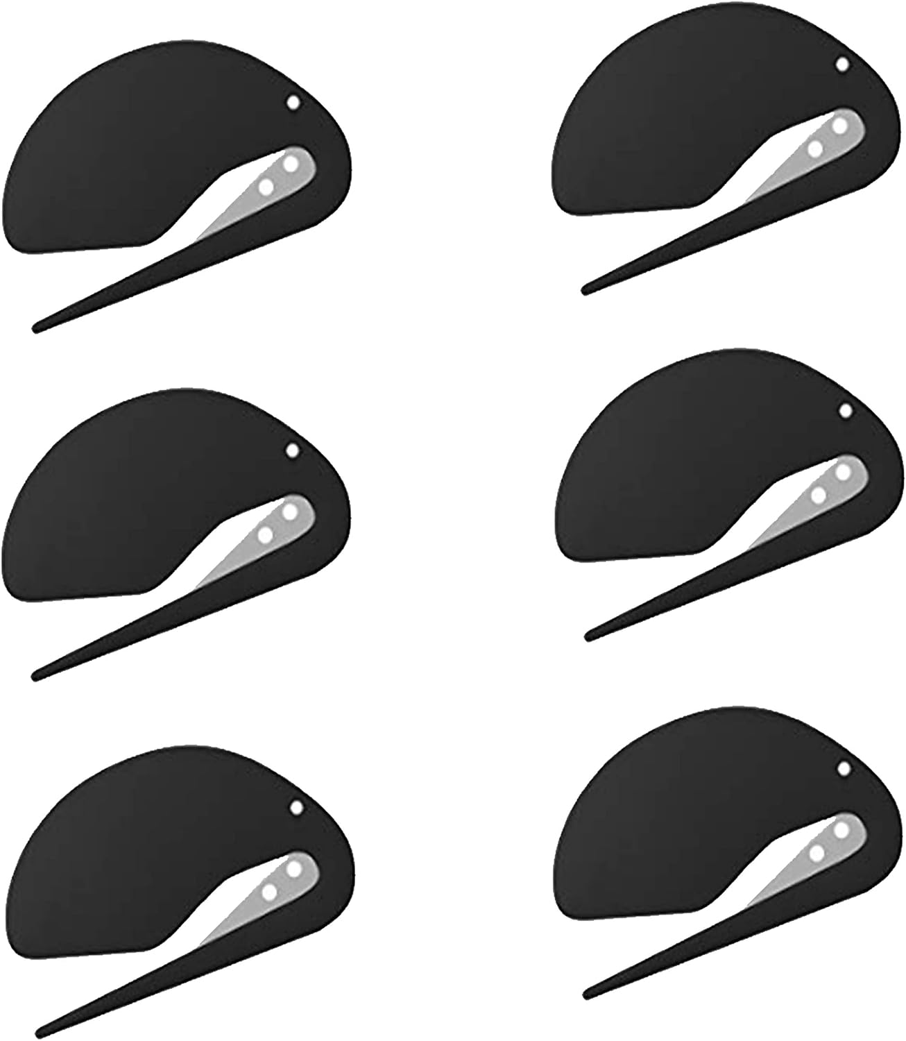 Letter Openers Plastic Envelope Slitter Razor Blade Paper Knife Open Letters Envelopes and Packages for Home Office 6pc (Black - 6pcs)