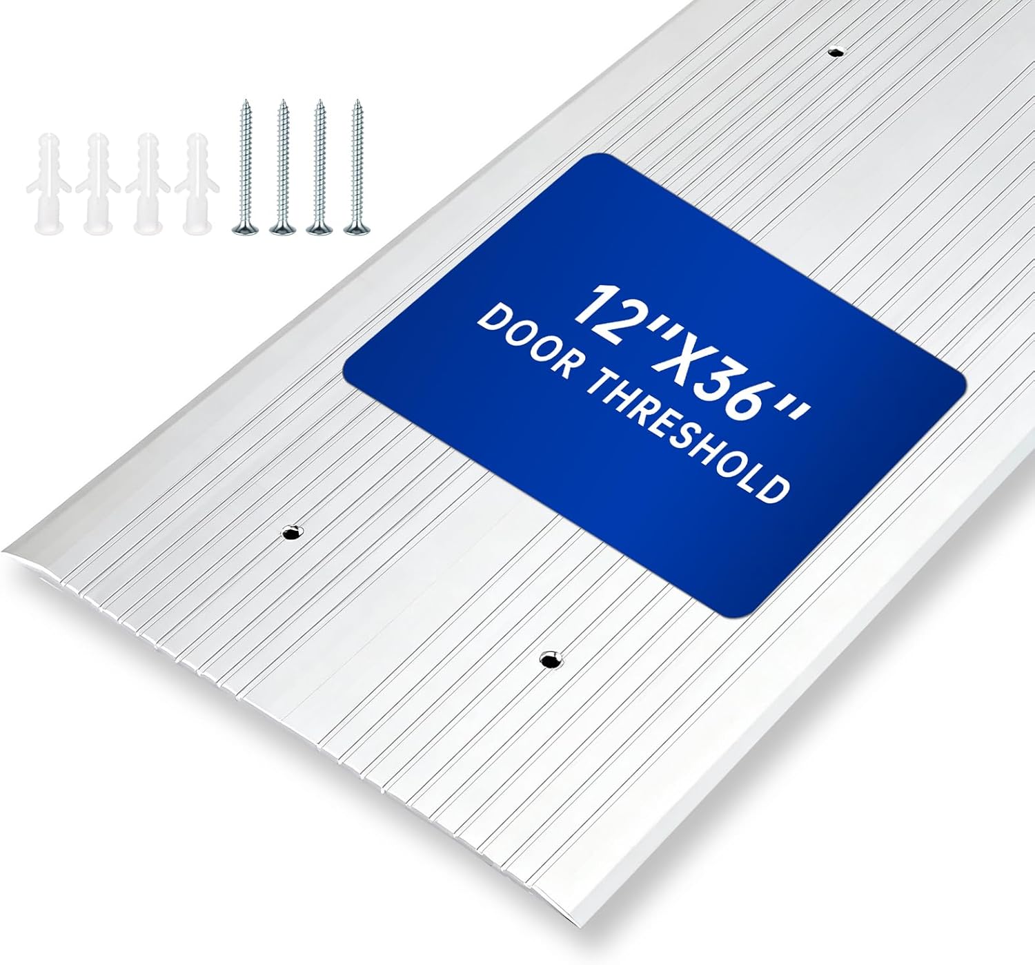 Zonon Aluminum Door Threshold 12" W x 36" L Anti-Slip Floor Thresholds Strip Easy to Cut and Install for Flat Transition Saddle Low-Profile Doorways Sill