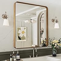 Vista 148 de LOAAO - Espejo de baño con marco de metal negro de 24x36 pulgadas, espejo rectangular redondeado para pared, espejo mate de tocador de baño