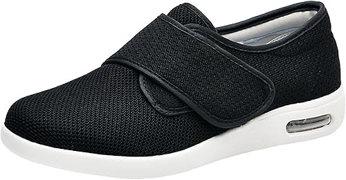 bumuam Zapatos sin cordones para mujer con soporte de arco, zapatos de edema diabético con cierre ajustable, ligeros para pies diabéticos hinchados
