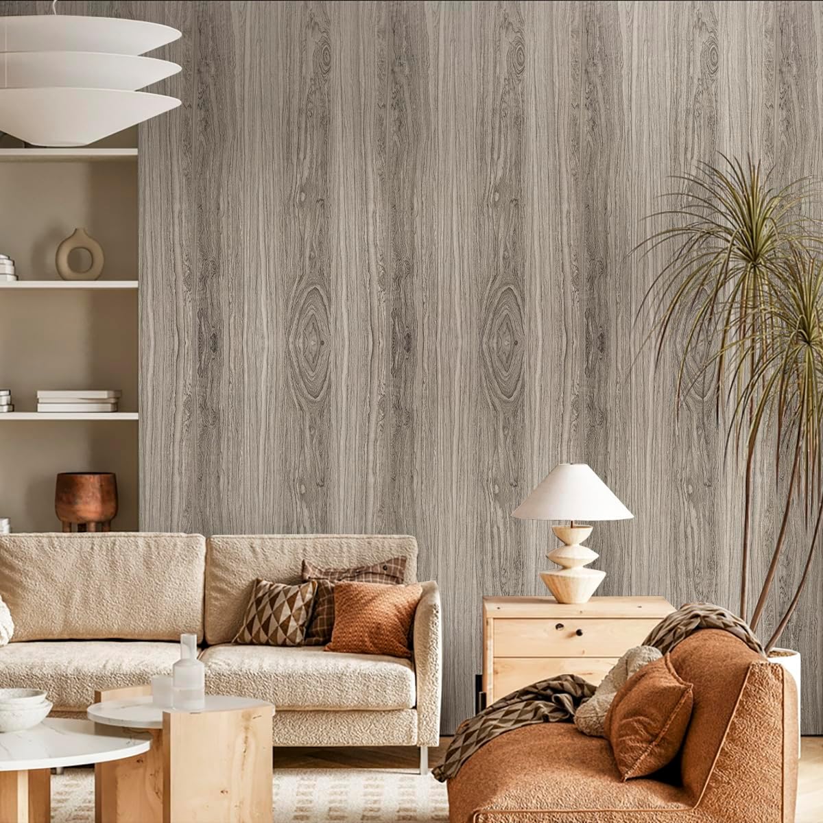 Livebor Grey Wood Grain Contact Paper Rustic Wood Peel and Stick Wallpaper 17.7" x 393.7" Self-Adhesive Removable Kitchen Cabinet Wallpaper