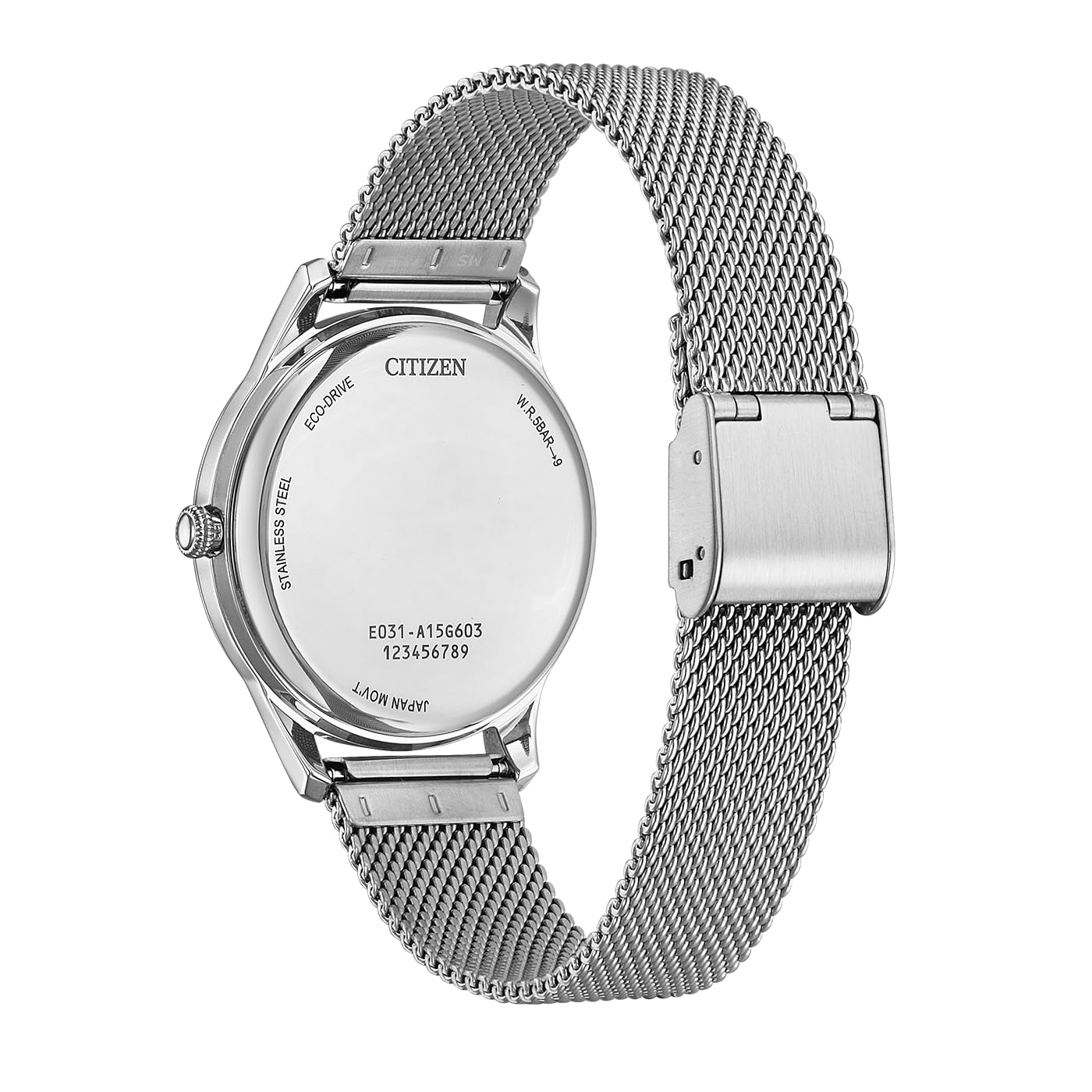 Citizen EM1220-82A Orologio da Donna Eco-Drive Solare in Acciaio Inox, Cinturino in Maglia Milanese, 34 mm, 5 ATM