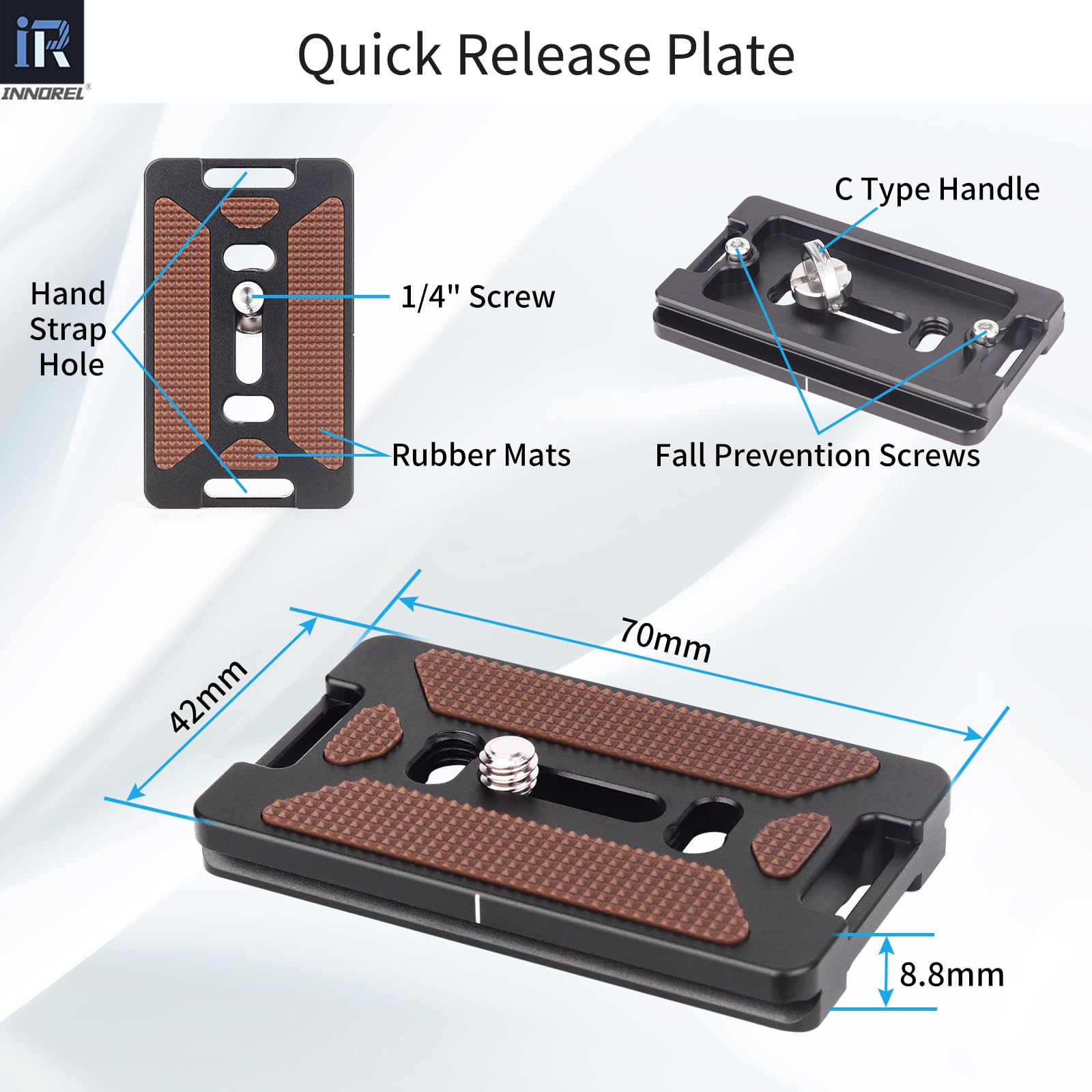 INNOREL Cabezal de bola de trípode de cámara de perfil bajo de 55 mm, CNC de metal resistente, cabezal de trípode panorámico 360 compatible con placa de liberación rápida Arca de 1/4 pulgadas para