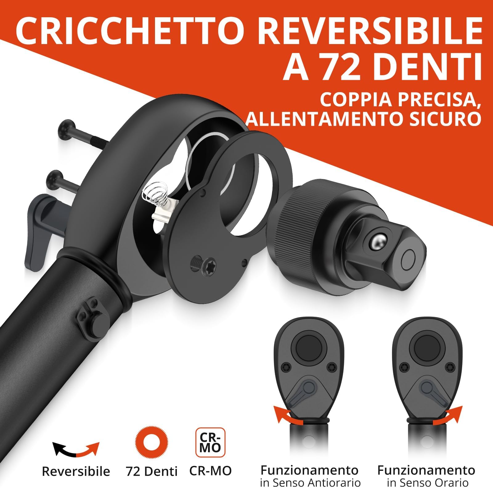 GETLITOOL 32 szt. zestaw kluczy dynamometrycznych 1/4" z 72 zębami, 5-25 Nm, stal CR-MO, z sześciokątnymi końcówkami torx Phillips XZN, kompasami, adapterami i walizką do roweru motocyklowego, funkcja