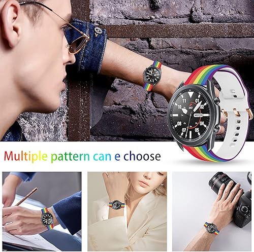 Miniatura 5 de TOOLAIK Correa de reloj floral de 0.866 pulgadas compatible con Samsung Galaxy Watch 3 de 1.772 pulgadasGear S3 FrontierClassic, correa de silicona