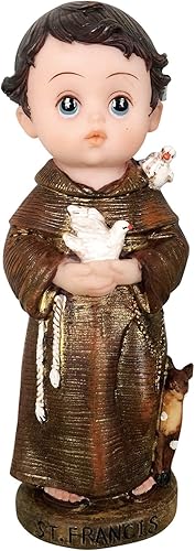 Estatua de San Francisco con cara de bebé, estatua de Francisco de estilo infantil, decoración religiosa, estatua de San Francisco (5 pulgadas)