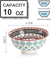 Vista 2 de Cedilis Paquete de 12 cuencos pequeños de cerámica, cuencos de helado de porcelana colorida, cuencos de postre surtidos de 10 onzas líquidas, juego